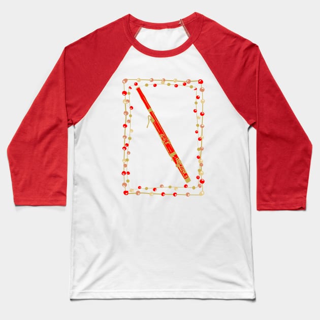 Christmas Bassoon Baseball T-Shirt by AngelFlame